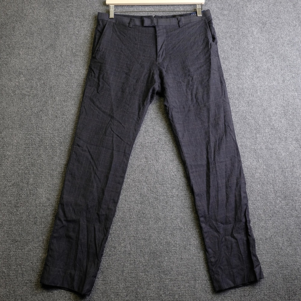 Banana Republic Suit Trousers Mens 32x30 Navy Blue Wool Guabello Super 110s SEO